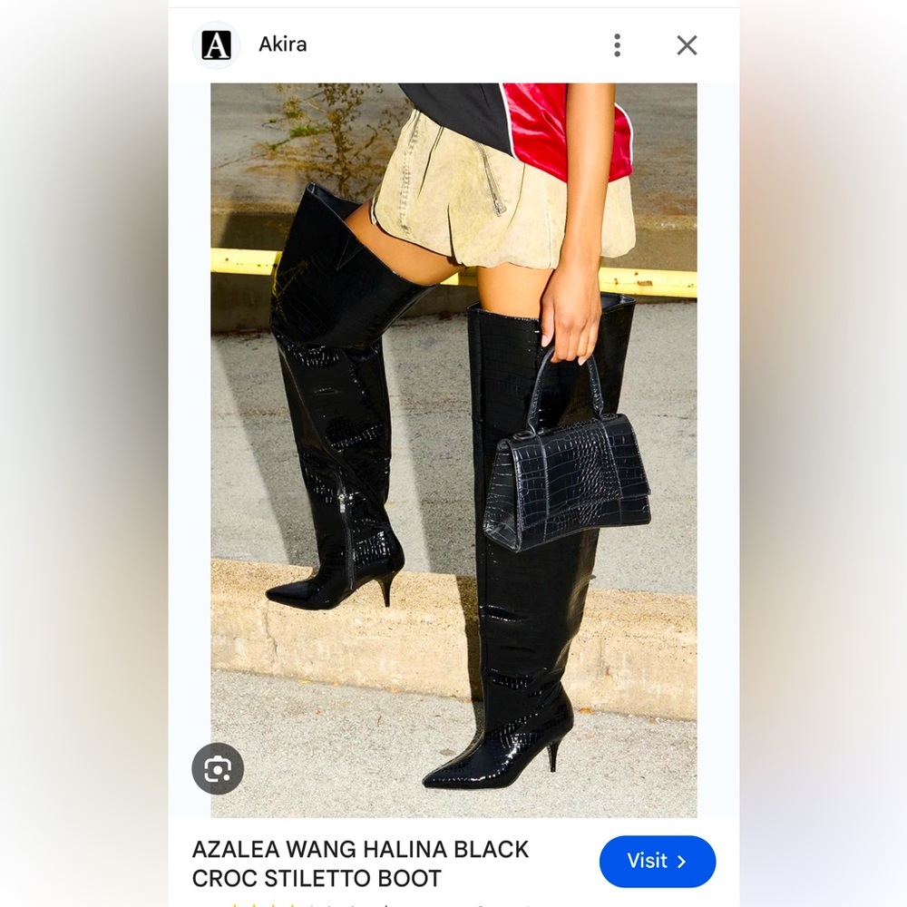 High-Gloss Black Croc-Embossed Thigh-High Stiletto Boots